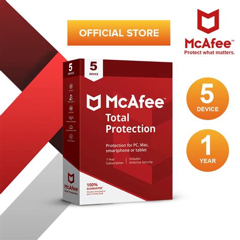 Mcafee Total Protection Software Antivirus 5 Device 1 Year Shopee