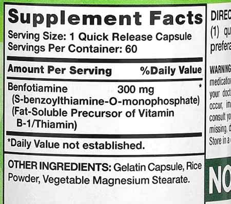 Nature S Truth Benfotiamine 300 Mg 60 Quick Release Capsules