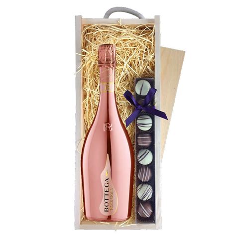 Bottega Gold Rose Sparkling 75cl Truffles Wooden Box Bottled Boxed