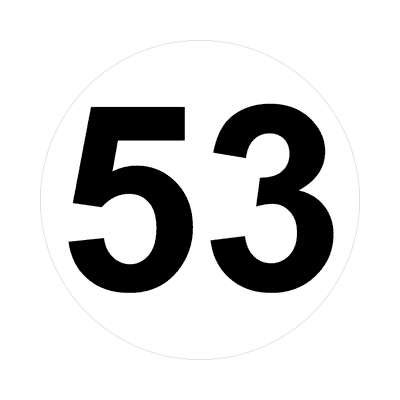 Number 53 White Black Stickers, Magnet | Wacky Print