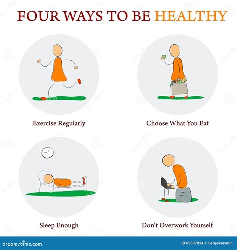 Infographics Four Ways To Be Healty Stock Vector Illustration Of