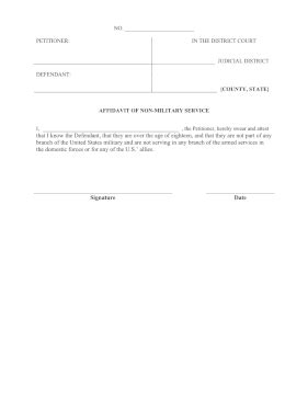 Printable Affidavit Of Non Military Service Legal Pleading Template