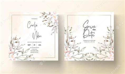 Premium Vector | Vintage wedding card floral design