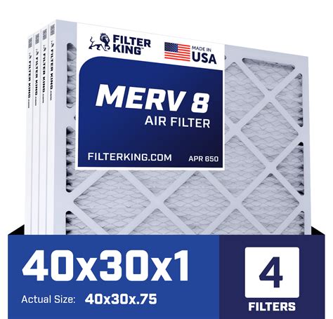 Filter King 40x30x1 Air Filter 4 Pack Merv 8 Hvac Pleated A C Furnace Filters Made In Usa