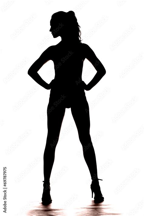 silhouette of the whole body of a young pretty woman Stock Photo ...