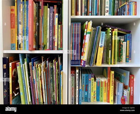 Children’s bookshelf full of books Stock Photo - Alamy