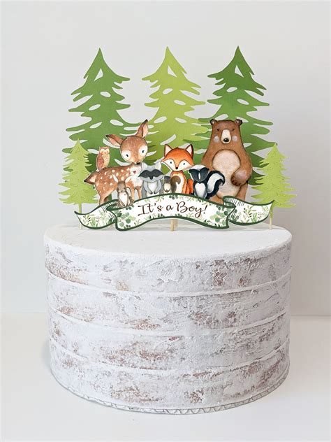 Woodland Cake Topper Woodland Baby Shower Cake Topper Etsy