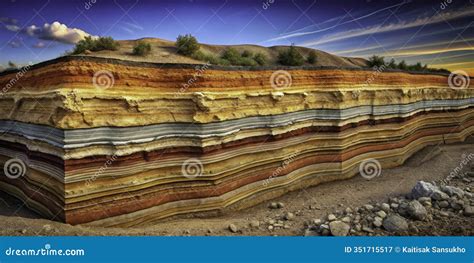 geological crosssection  sedimentary rock layers sandstone bedding