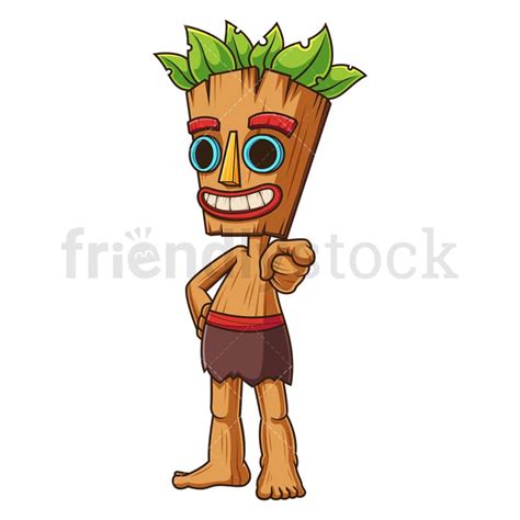 Tiki Man Pointing Cartoon Clipart Vector - FriendlyStock