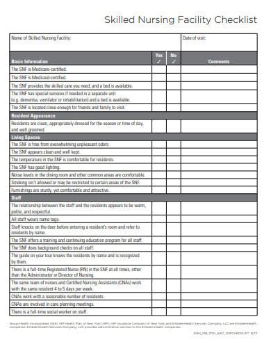 10 Nursing Facility Checklist Templates In Pdf Doc