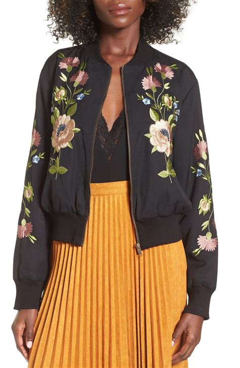 Glamorous Floral Embroidered Bomber Jacket Nordstrom