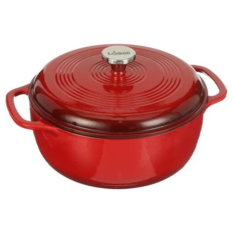 Lodge Cast Iron 6 Quart Enameled Cast Iron Dutch Oven Red