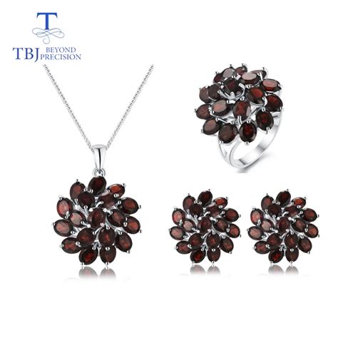 Tbj Natural Mozambique Garnet Gemstone Jewelry Set 925 Sterling Silver