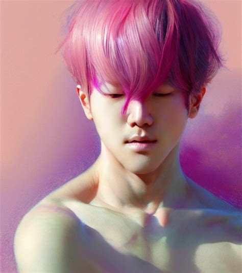 Prompthunt Pink Haired Bts Jimin Muted Colors Colorful Flowers