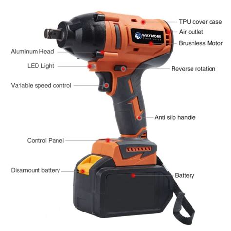 Cordless Impact Wrench 420 FT Lb High Torque 3200 Rpm Brushless Wrench