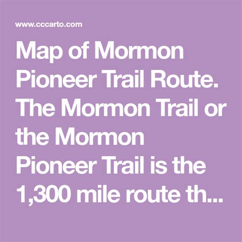 Map of Mormon Pioneer Trail Route