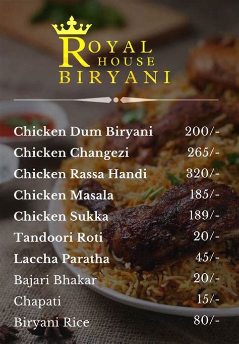 Menu Of Royal House Biryani Cidco Nashik