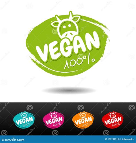 Set Of 100 Vegan Badges Stock Vector Illustration Of Design 107232910