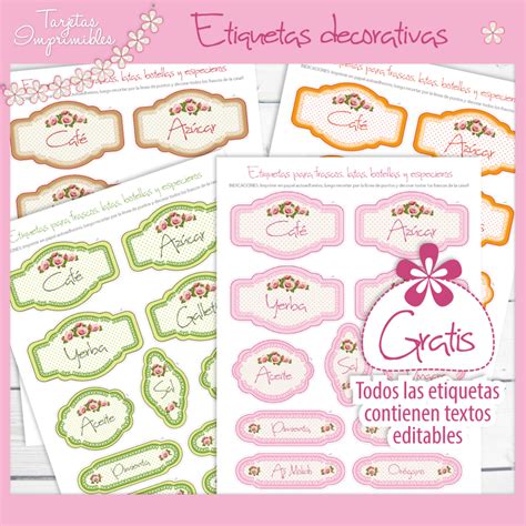 Regalo Etiquetas Para Decorar Frascos Gratis Etiquetas Para