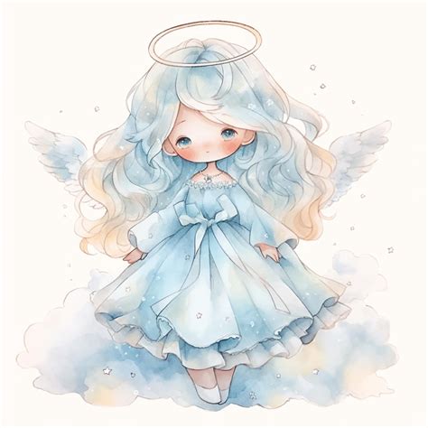 Premium Photo | Anime style illustration of a little angel girl with ...