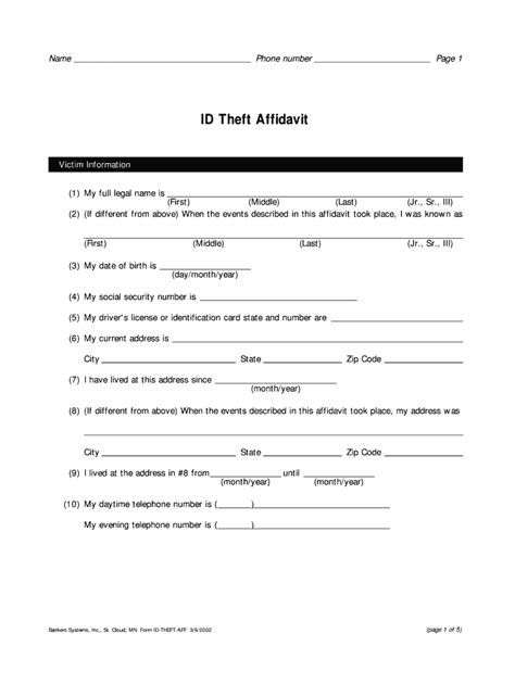 Id Theft Affidavit Printable Fill Online Printable Fillable Blank Pdffiller