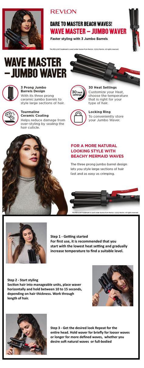 Revlon Wave Master Jumbo Waver Prong Jumbo Barrels Design Heat