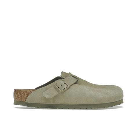 Birkenstock Boston Soft Footbed Suede Faded Khaki 1019054 Laced