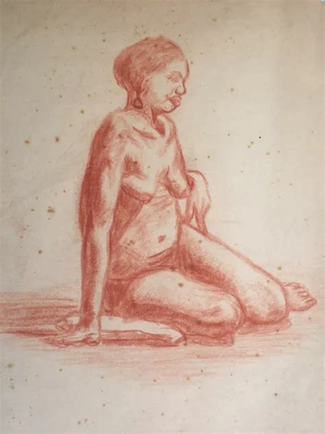 Erotica Naked Woman Curiosa Erotic Drawing Original Desbordes X Cm