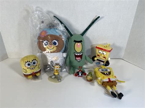 Spongebob Squarepants Plush Figure Lot Of 8 Toys Plankton Sandy Nickelodeon Ebay