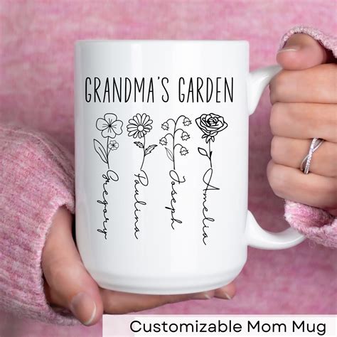 Custom Grandmas Garden Mug Custom Birth Month Birth Flower Mug