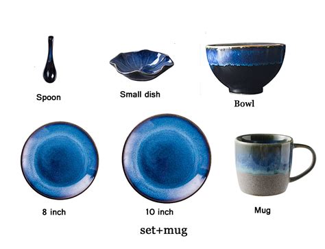 Blue Ceramic Dishes Setblue Stoneware Dinnerware Setpottery - Etsy