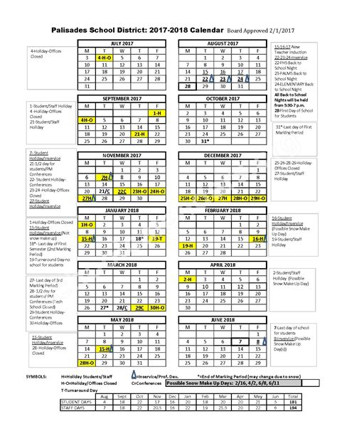 Palisades School District Calendars Pennsylvania