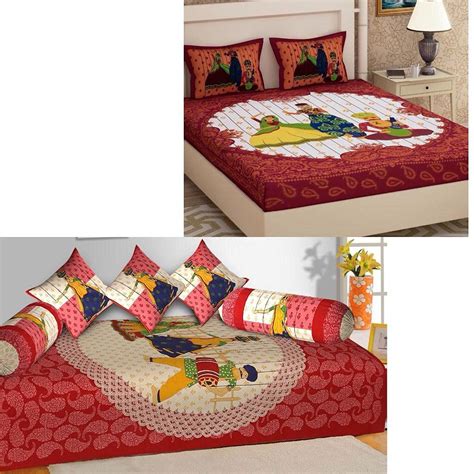 Deco Creations Premium Cotton Combo Double Bed Bedsheet Set Single