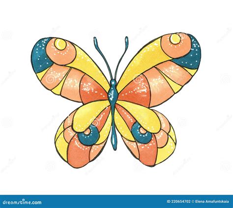 Illustration With Decorative Summer Butterfly Exotic Butterfly With