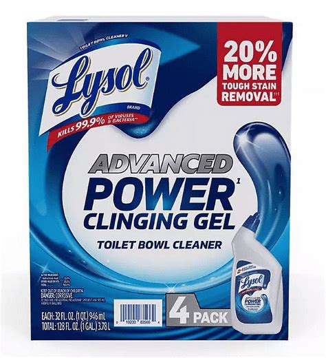 Lysol Advanced Power Clinging Toilet Bowl Gel Cleaner Deep Cleaning Bathroom Stain Remover 4