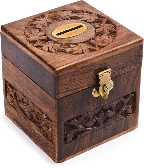 Rusticity Wood Coin Bank Piggy Bank For Kids And Adults