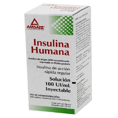 INSULINA HUMANA ACCION RAPIDA REGULAR 100UI ML SOL INY FRASCO 10ML