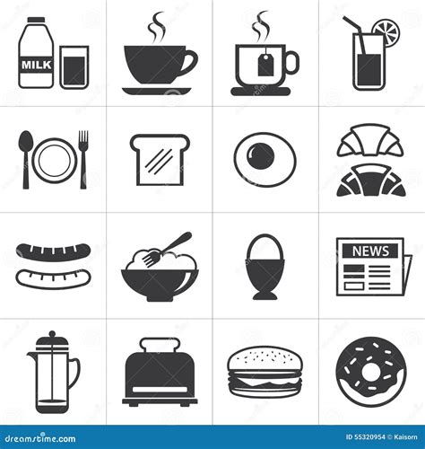 Sistema Del Icono Del Desayuno Ilustración Del Vector Ilustración De