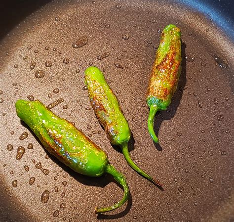 My Shishito plant only had three peppers ready, but I couldn't wait to