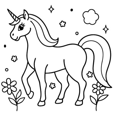 Página para colorear de unicornio para niños Arco iris mágico y diseño