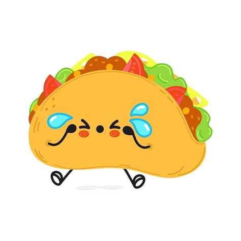 Lindo Personaje De Taco Triste Vector Premium