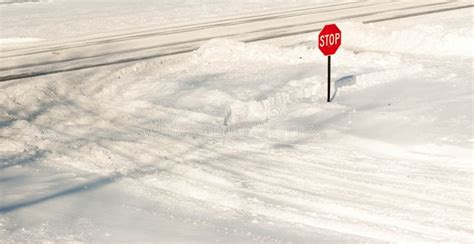 Stop sign in the snow. stock image. Image of cleared - 49720637