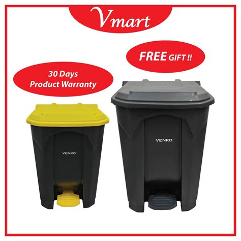 L L L Black Yellow Plastic Dustbin With Foot Pedal