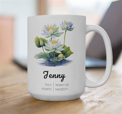 Custom Birth Flower Mug Personalized T July Birth Flower Custom Name