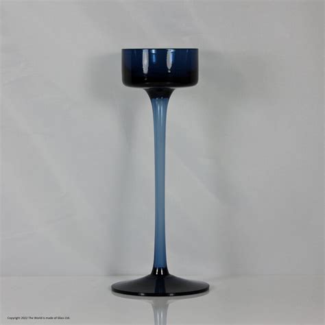 Wedgwood Glass Brancaster Candlestick Blue Medium 20th Century Glass