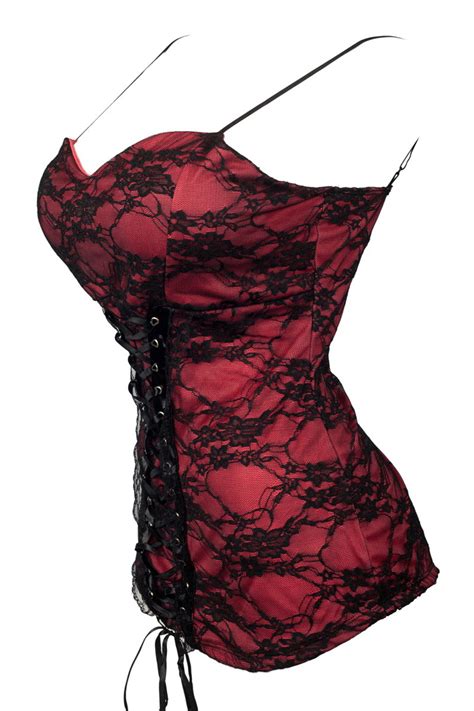 Sexy Plus Size Floral Lace Corset Top Coral Evogues Apparel