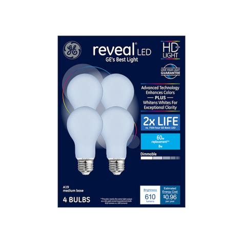 Ge Reveal 60 Watt Eq A19 Color Enhancing Dimmable Led Light Bulb 4 Pack In The General Purpose