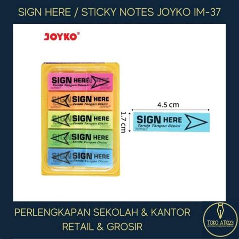 Jual Sticky Note Sign Here Index Pembatas Merk Joyko Im