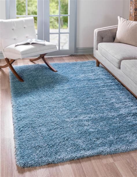 Light Blue 7' x 10' Luxury Solid Shag Rug | Rugs.com