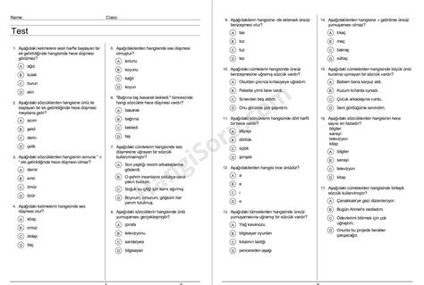 4 Sınıf Türkçe Sözcük Bilgisi Testi PDF HangiSoru